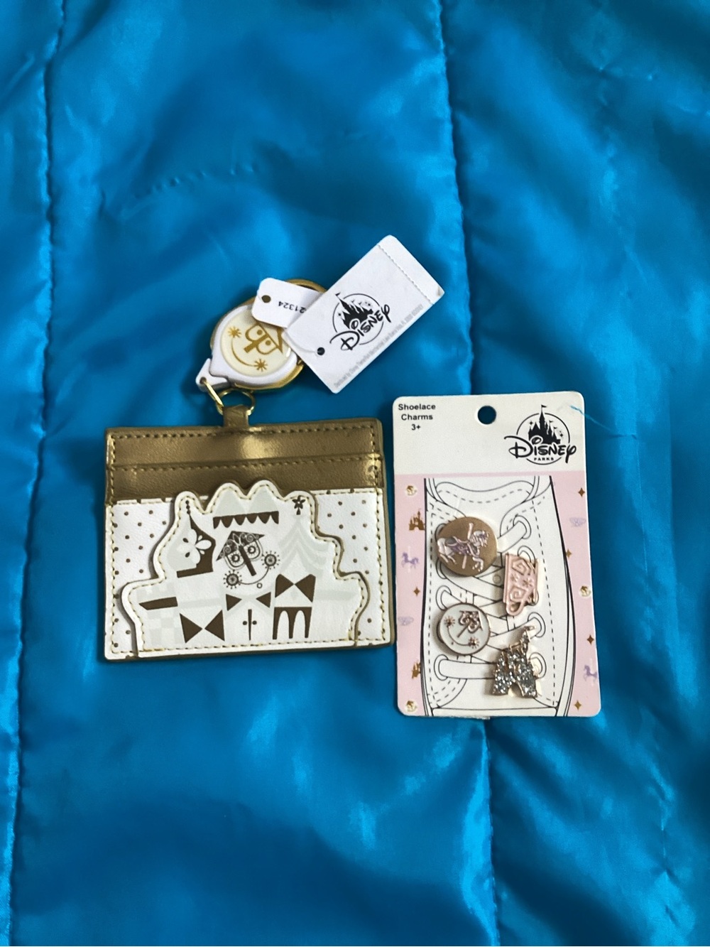 Disney Gold and White Kids Card Holder with Charms - Disney Brand